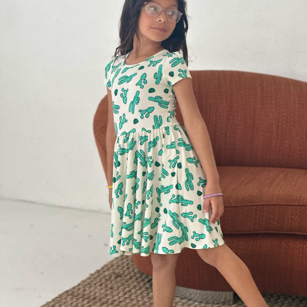 Dot Dot Smile Green Cream Sundress with Flutter Sleeves and Peter Pan Collar